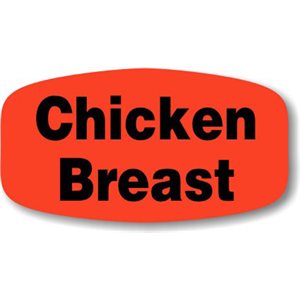 Label - Chicken Breast Black On Red Short Oval 1000/Roll