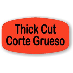 Label - Thick CutCorte Grueso Black On Red Short Oval 1000/Roll