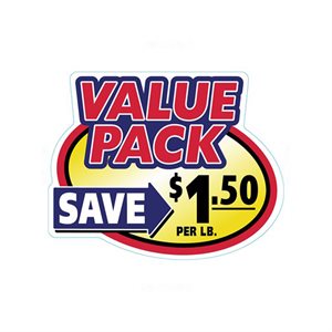 Label - Value Pack Save $1.50 Yellow/Red/Blue/Black 2.4x3.0 In. Special 500/Roll