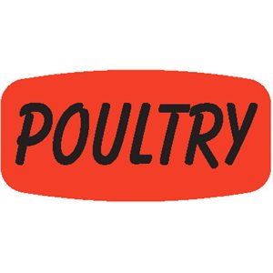 Label - Poultry Black On Red Short Oval 1000/Roll