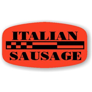 Label - Italian Sausage Black On Red Short Oval 1000/Roll