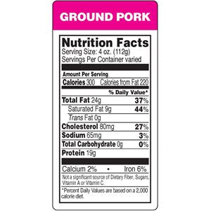 Label - Ground Pork (nut Fact) Magenta/Black/UV 1.5x3.0 In. 1M/Roll