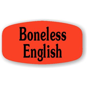 Label - Boneless English Black On Red Short Oval 1000/Roll