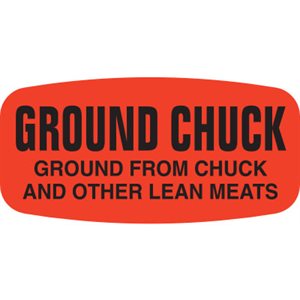 Label - Ground Chuck Ground From Chuck Black On Red Short Oval 1000/Roll