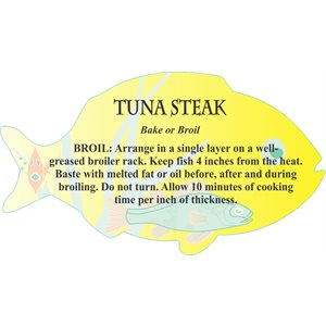 Label - Tuna Steak 4 Color Process 1.75x3.125 In. Fish Shape 250roll