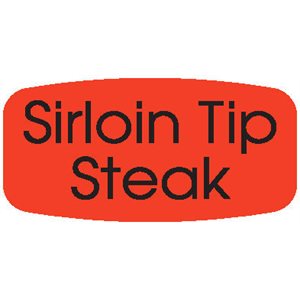 Label - Sirloin Tip Steak Black On Red Short Oval 1000/Roll