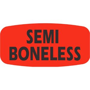 Label - Semi Boneless Black On Red Short Oval 1000/Roll