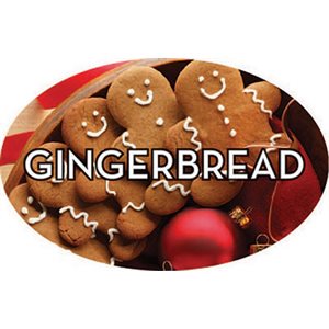 Label - Gingerbread 4 Color Process 1.25x2 In. Oval 500/rl