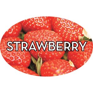 Label - Strawberry 4 Color Process 1.25x2 In. Oval 500/rl