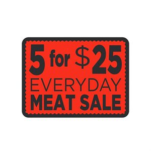 Label - 5 For $25 Everyday Meat Sale Black On Red 1.5x2 In. 500/rl