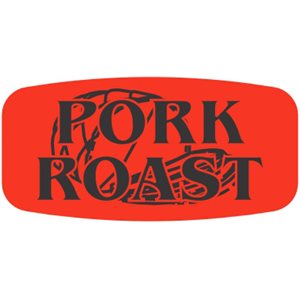 Label - Pork Roast Black On Red Short Oval 1000/Roll