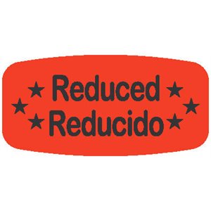 Label - ReducedReducido Black On Red Short Oval 1000/Roll