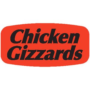 Label - Chicken Gizzards Black On Red Short Oval 1000/Roll