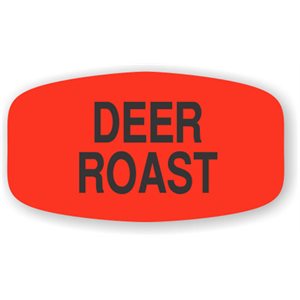 Label - Deer Roast Black On Red Short Oval 1000/Roll