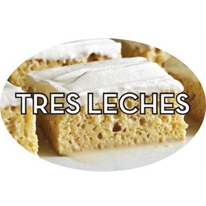 Label - Tres Leches 4 Color Process 1.25x2 In. Oval 500/rl