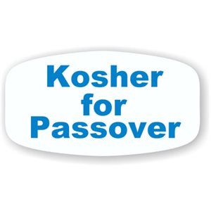 Label - Kosher For Passover Blue On White Short Oval 1000/Roll