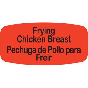 Label - Frying Chicken Breast/Pechuga De Pollo Para Freir Black On Red Short Oval 1000/Roll