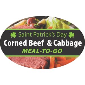 Label - Saint Patricks Day/Corned Beef...Meal-To-Go 4 Color Process 1.25x2 In. Oval 500/rl