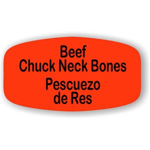 Label - Beef Chuck Neck Bones/Pescuezo De Res Black On Red Short Oval 1000/Roll