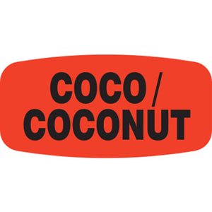 Label - Coconut/Coco Black On Red Short Oval 1000/Roll