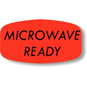 Label - Microwave Ready Black On Red Short Oval 1000/Roll