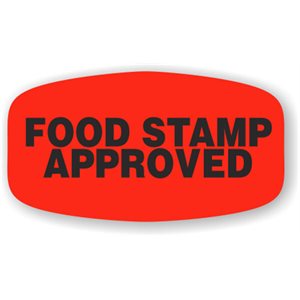 Label - Food Stamp Approved Black On Red Short Oval 1000/Roll