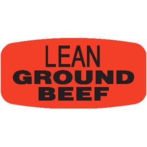 Label - Lean Ground Beef Black On Red Short Oval 1000/Roll