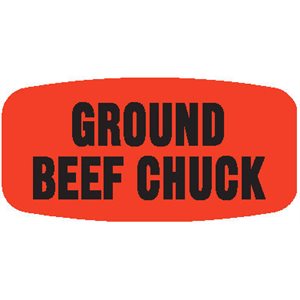 Label - Ground Beef Chuck Black On Red Short Oval 1000/Roll