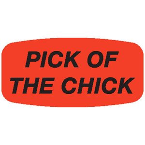 Label - Pick Of The Chick Black On Red Short Oval 1000/Roll