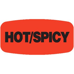 Label - Hot/Spicy Black On Red Short Oval 1000/Roll