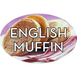 Label - English Muffin 4 Color Process 1.25x2 In. Oval 500/rl