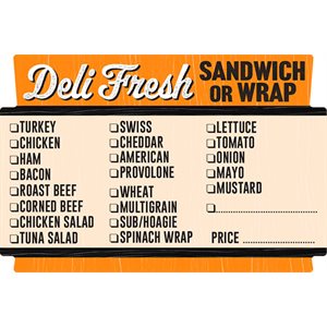 Label - Deli Fresh Sandwich Or Wrap (chk Off) Org/Black 2.0x3.0 In. Special 500/Roll