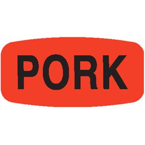 Label - Pork Black On Red Short Oval 1000/Roll