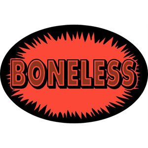 Label - Boneless Black On Red 2.0x3.0 In. Oval 500/rl