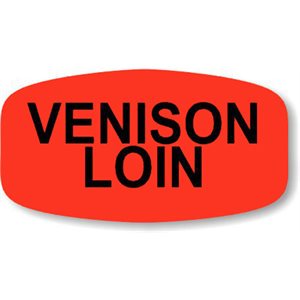 Label - Venison Loin Black On Red Short Oval 1000/Roll