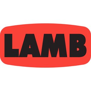 Label - Lamb Black On Red Short Oval 1000/Roll