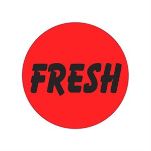 Label - Fresh Black On Red 1.25 In. Circle 1M/Roll