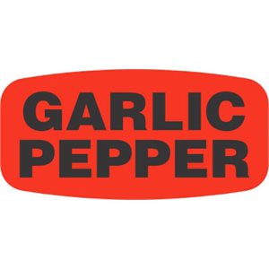 Label - Garlic Pepper Black On Red Short Oval 1000/Roll