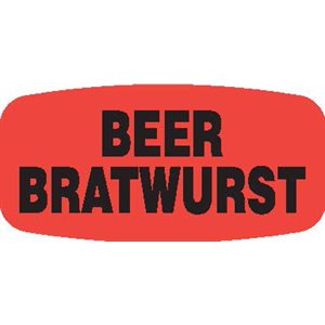 Label - Beer Bratwurst Black On Red Short Oval 1000/Roll