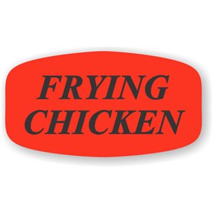 Label - Frying Chicken Black On Red Short Oval 1000/Roll