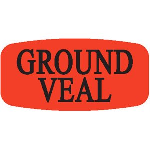 Label - Ground Veal Black On Red Short Oval 1000/Roll