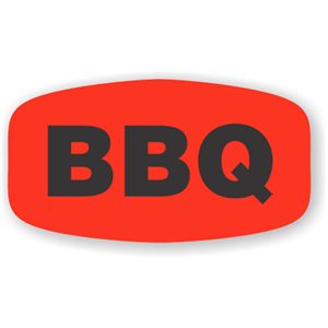 Label - BBQ Black On Red Short Oval 1000/Roll