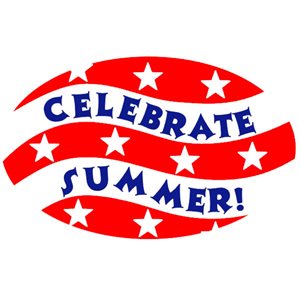 Label - Celebrate Summer Red/Blue 1.25x2 In. Oval 500/rl