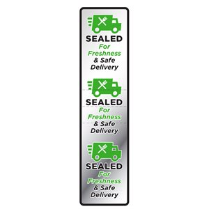 Label - Sealed For Freshness & Safe Delivery White/Green/Black 1.5x6 In. Tamper 500/Roll