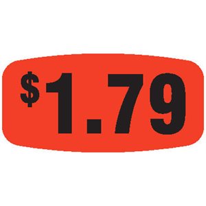 Label - $1.79 Black On Red Short Oval 1000/Roll