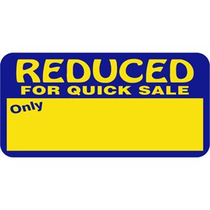 Label - Reduced For Quick Sale Yellow/Blue 1.0x2.0 In. Tamper 1M/Roll