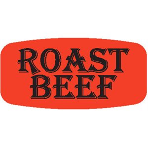 Label - Roast Beef Black On Red Short Oval 1000/Roll