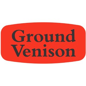 Label - Ground Venison Black On Red Short Oval 1000/Roll