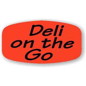 Label - Deli On The Go Black On Red Short Oval 1000/Roll