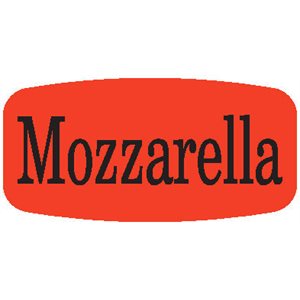 Label - Mozzarella Black On Red Short Oval 1000/Roll